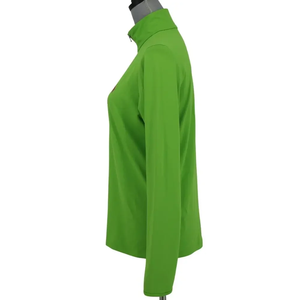Polo Golf Ralph Lauren Top Womens Large Green Quarter Zip Mock Neck Small Pony - Picture 12 of 13